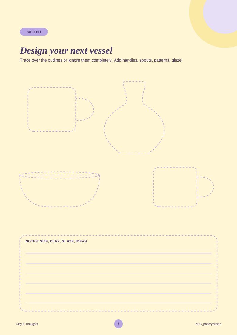 Design your next vessel — page from Clay & Thoughts
