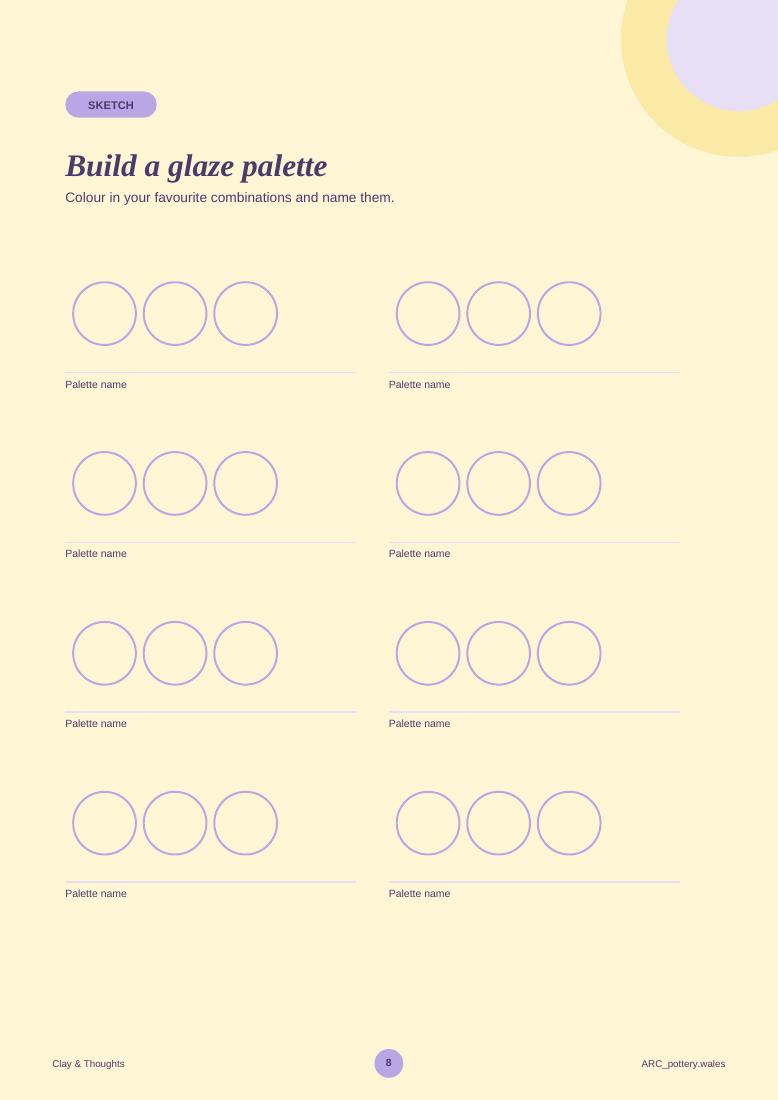 Build a glaze palette — page from Clay & Thoughts